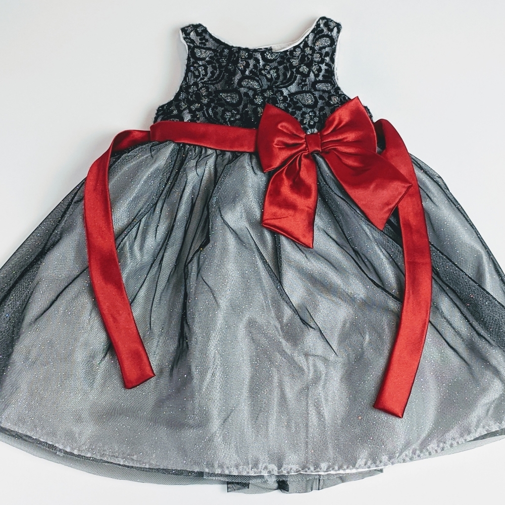Youngland Girls Formal Dress 4T Red Bow Christmas